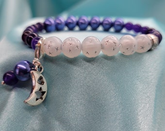 7.5 inch Purple and Blue Period Tracker Bracelet, Sparkly teen gift for body positivity and cycle tracking