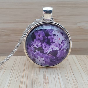 Purple Flower Necklace, Lilac Floral Pendant- great gift for mom. Supply Limited.