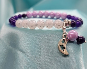 7.5 inch Purple and Lilac Period Tracker Bracelet, Shiny teen gift for body positivity and cycle tracking