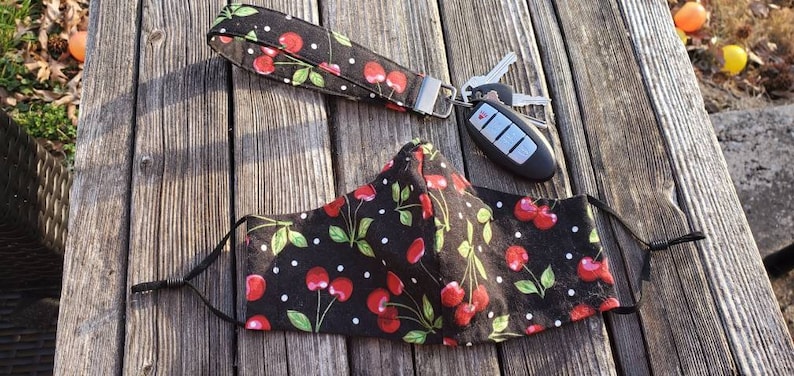 Cherry Wristlet Keychain Fob Key Holder