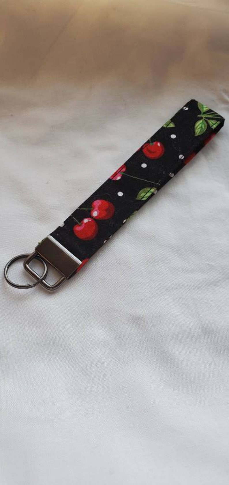 Cherry Wristlet Keychain Fob Key Holder