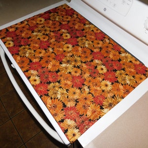 Couvercle de cuisinière en verre matelassé/toile et protecteur pour cuisinière électrique couleur fleurs d'automne