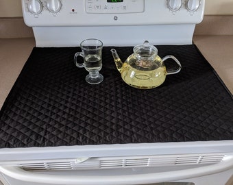 Glass Top Stove Cover and Protector Quilted Material Red, White, Cream, Green or Brown Only