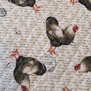 Stove Top Cover and Protector for Glass Ceramic Stoves Quilted Material 100% Cotton Color Beige Base | Roostes | Farm Animals | Black Back