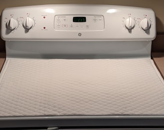 Quilted Glass Stove Top Cover and Protector  for Electric Stove Cooktop Color White
