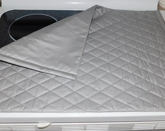 Glass Top Stove Cover and Protector Quilted / Canvas Material Color Silver Grey