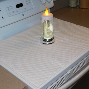 Quilted Glass Stove Top Cover and Protector for Electric Stove Cooktop Color White image 8