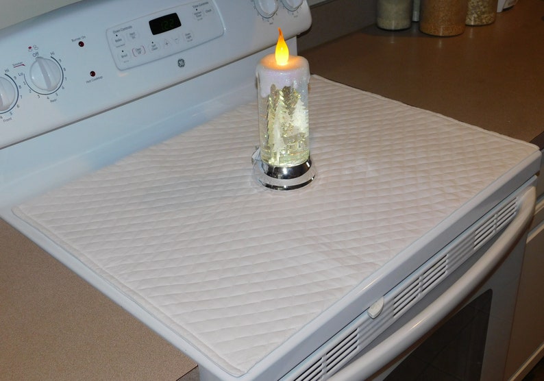 Quilted Glass Stove Top Cover and Protector for Electric Stove Cooktop Color White image 8