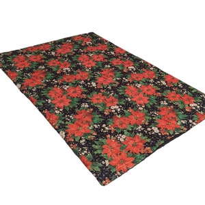 Couvercle et protecteur de cuisinière en verre matelassé/toile pour cuisinière électrique, couleur rouge, fleurs de noël