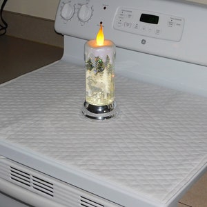 Quilted Glass Stove Top Cover and Protector for Electric Stove Cooktop Color White image 2