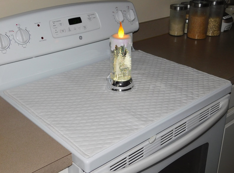 Quilted Glass Stove Top Cover and Protector for Electric Stove Cooktop Color White image 9