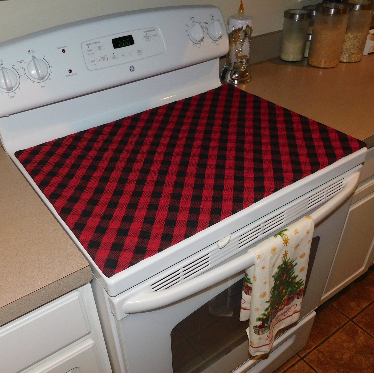 Quilted Glass Stove Top Cover and Protector Color Christmas Etsy
