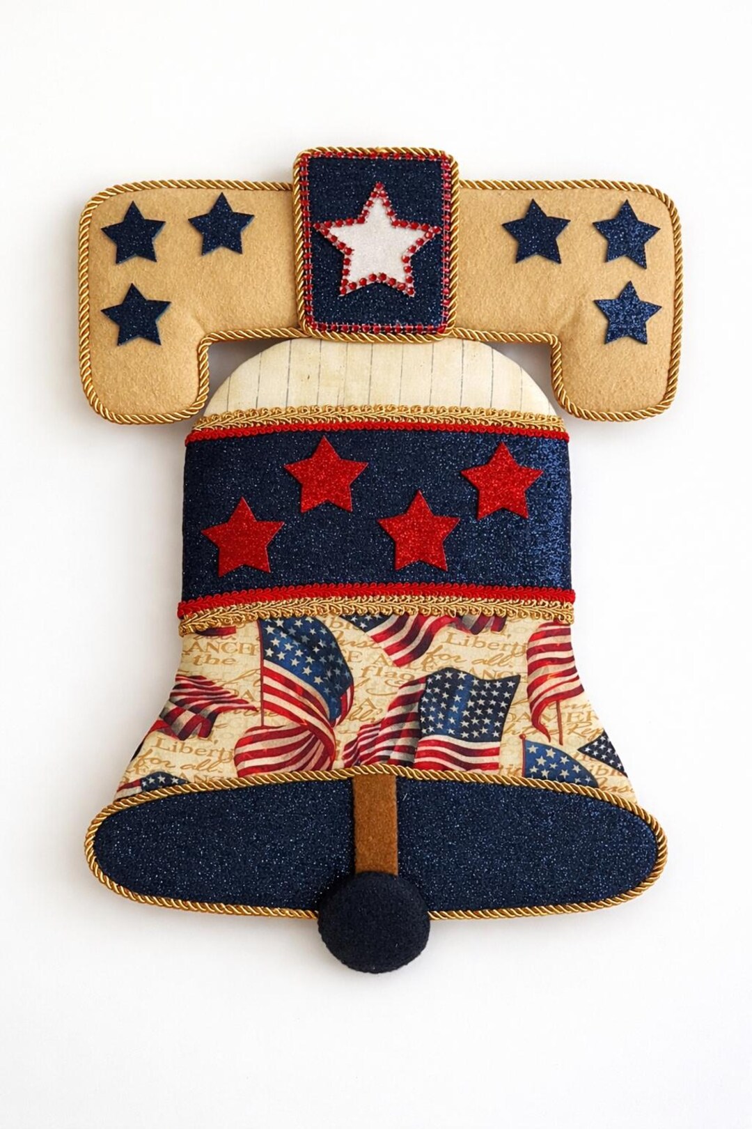 Patrioc Bell Ringer Patriotic Liberty Bell Wreath Attachment, Red White Blue Door Hanger ...