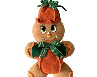 PREORDER Pumpkin Gingerbread Girl Wreath Attachment, Fall or Halloween Wreath, Gingie Lovers, #WAAM