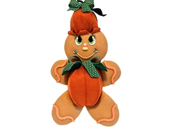 PREORDER Pumpkin Gingerbread Girl Wreath Attachment, Fall or Halloween Wreath, Gingie Lovers, #WAAM