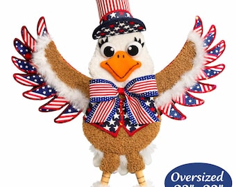 Patriotic Eagle Wreath Attachment, Fourth of July Decor, Americana Uncle Sam Eagle, Red White Blue Door Decor, July 4th Wreath Accent,#WAAM