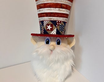 Top Hat Uncle Sam Wreath Attachment, Patriotic Wreath Attachment, Independence Day, 4th of July