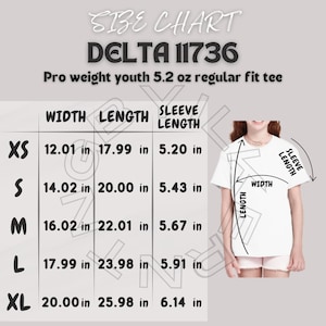 Delta 11736 Size Chart I Size Chart for Kids Regular Fit Tee | Kids Regular Fit Tee Mockup And | İmperial and metric  | Kids T-shirt Sizing