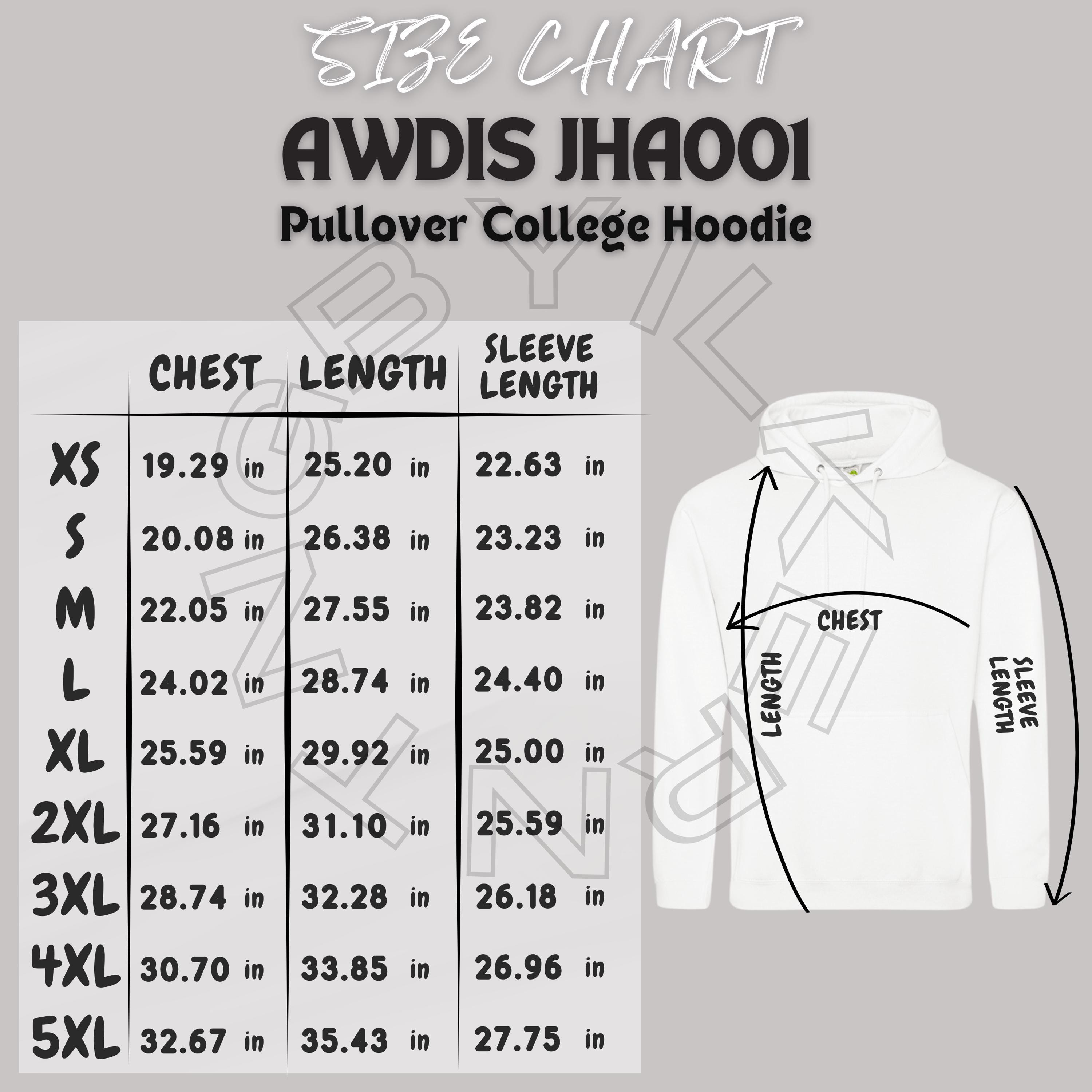 JUMADIBA gyahtei Sサイズ パーカー サイズ表 I Just Hoods Awdis JHA001 サイズ表