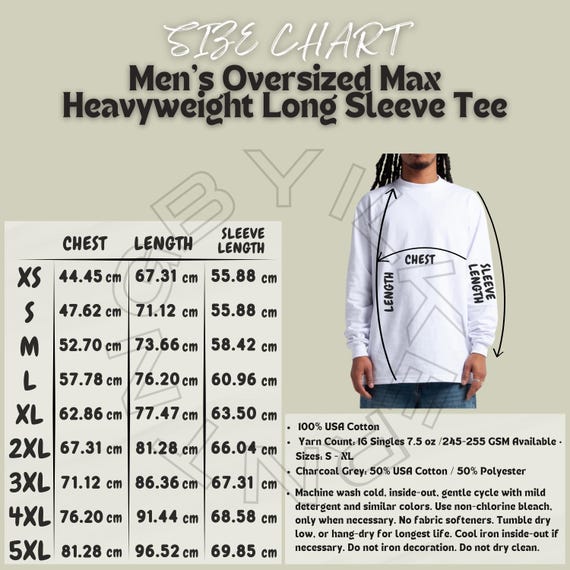 Tee Size Chart I Shaka Wear SHMHLS Size Chart I Men's Oversized