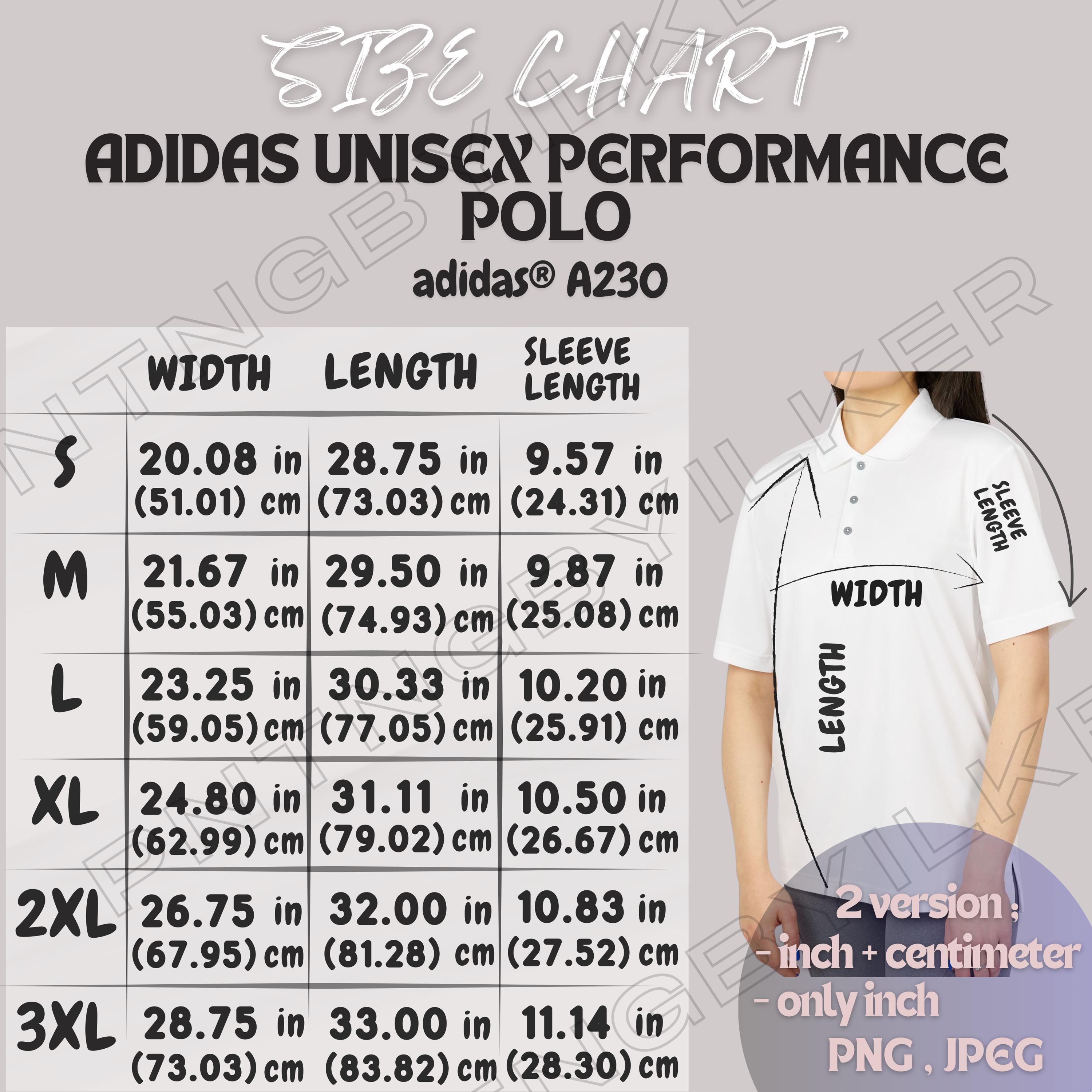 Adidas polo shirt size guide sale