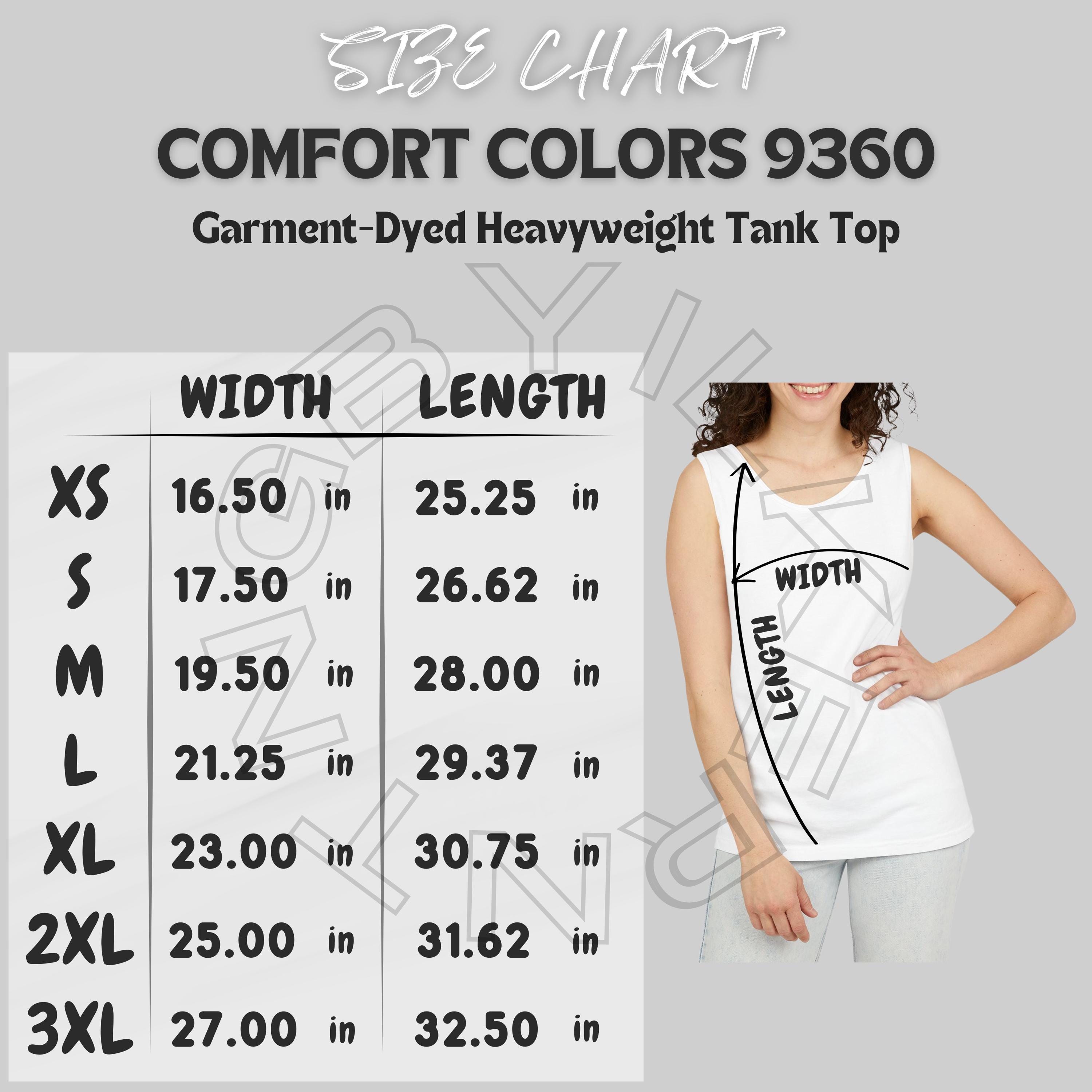 Comfort Colors 9360 Size Chart | Size Chart for Unisex Garment