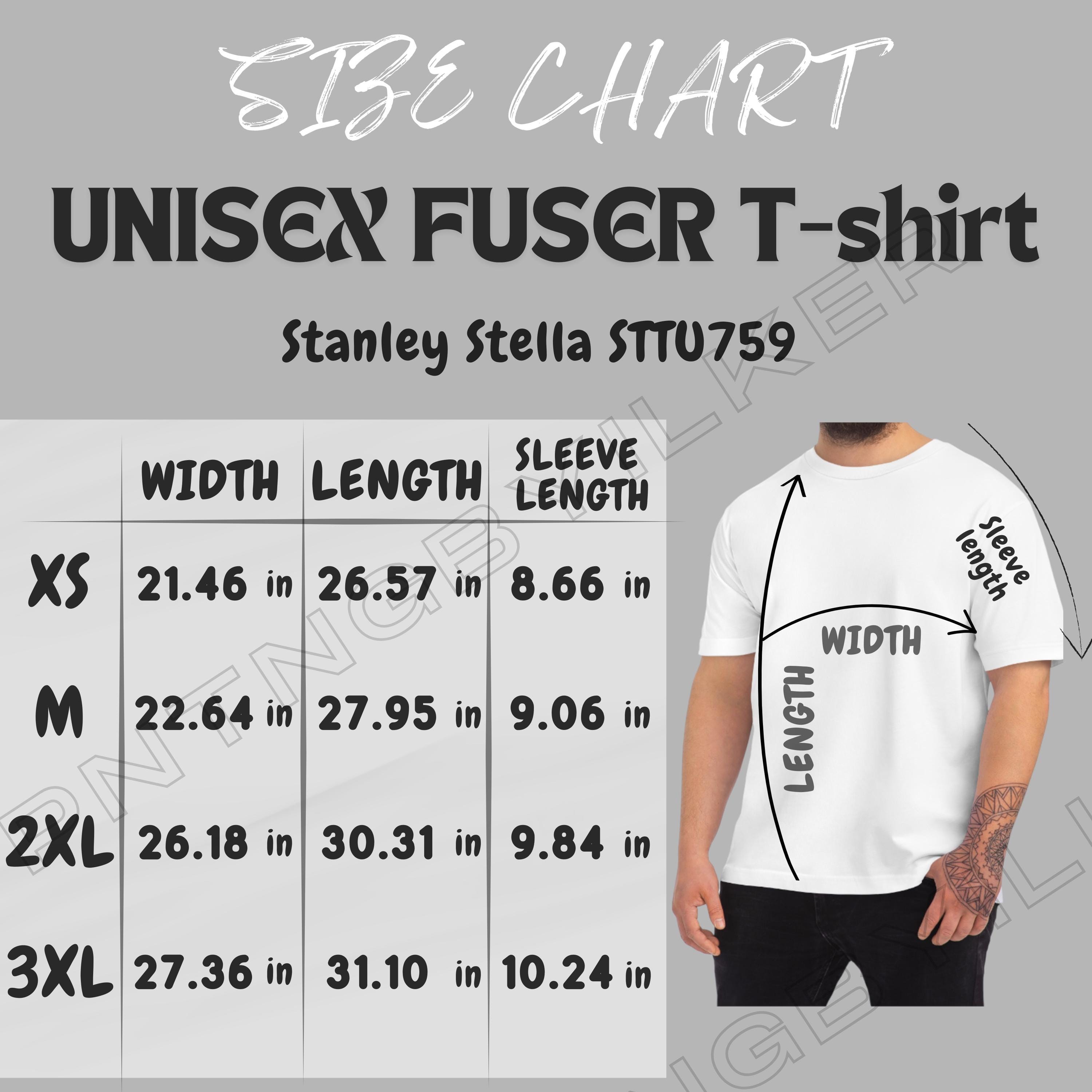 Stanley Stella STTU759 Size Chart | Size Chart for Unisex Fuser T