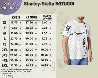 Tシャツサイズ表｜スタンレー・ステラ SATU001 サイズ表｜ユニセックス