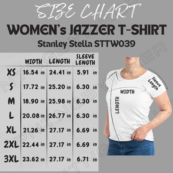 Stanley Stella STTW039 Size Chart | Size Chart for Women's Jazzer