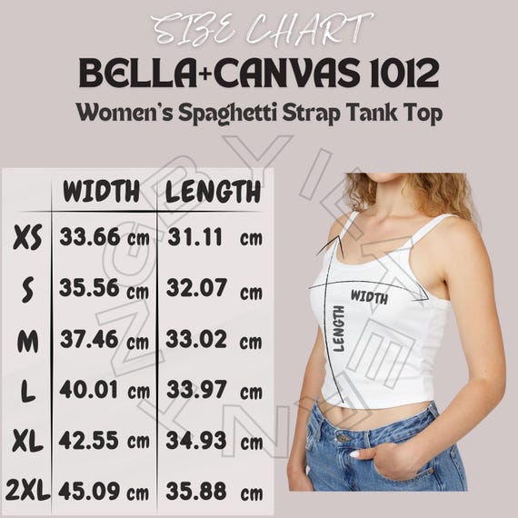 Tank Size Chart I Bella Canvas 1012 Size Chart I Size Chart