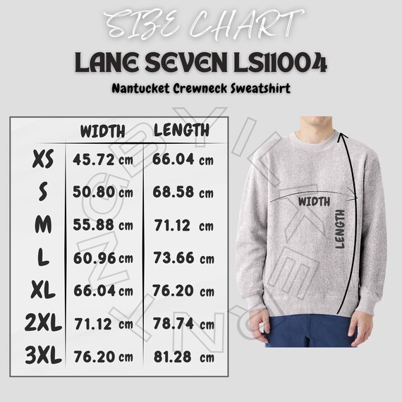 Nantucket Crewneck Sweatshirt Size Chart | Size Chart for Lane