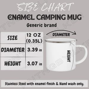 Enamel Camping Mug Size Chart I Enamel Camping Mug Mockup and size chart I Mug size chart I  Enamel Camping Mug  I Generic brand Mug Guide