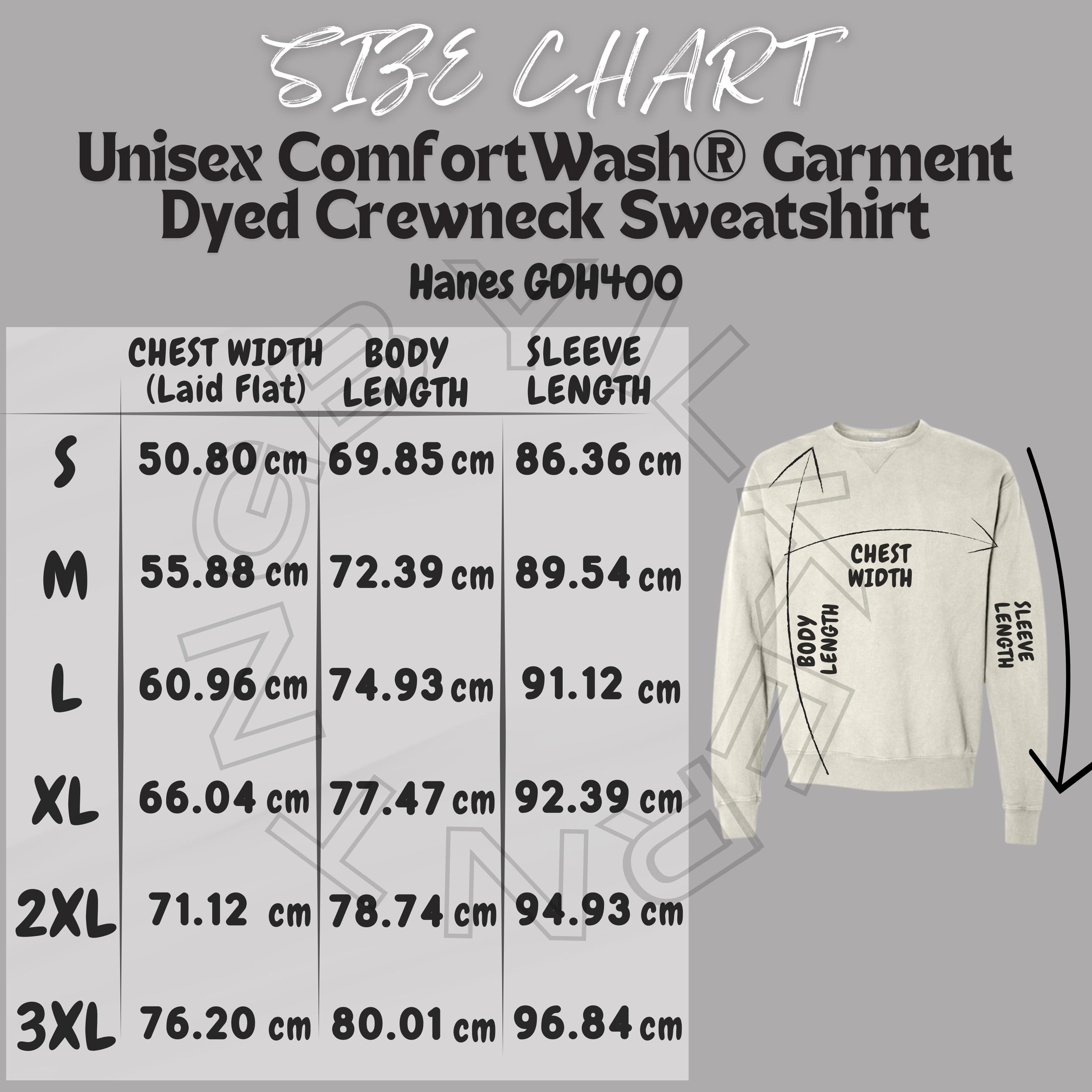 Sweatshirt Size Chart I Hanes GDH400 Size Chart I Unisex