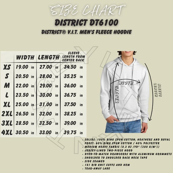 パーカーサイズ表 I District DT6100 サイズ表 I サイズ表 I V.I.T.