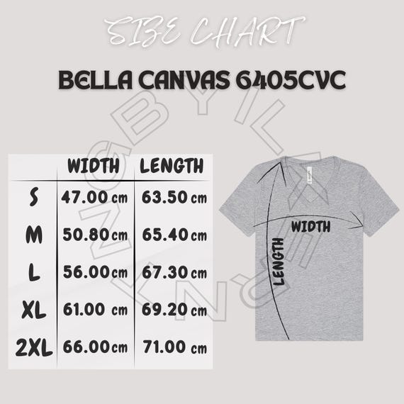 Bella Canvas 6405CVC Size Chart | Size Chart for Women's Relaxed V