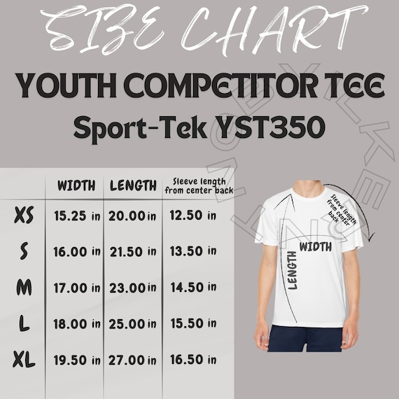 T-shirt Size Chart I Sport-tek YST350 Size Chart | Size Chart