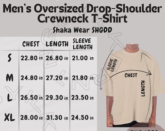 Shaka Wear SHGDD Size Chart | Size Chart for Men's Oversized Drop