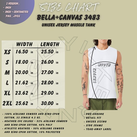 Tank Size Chart I Bella+canvas 3483 Size Chart | Size Chart