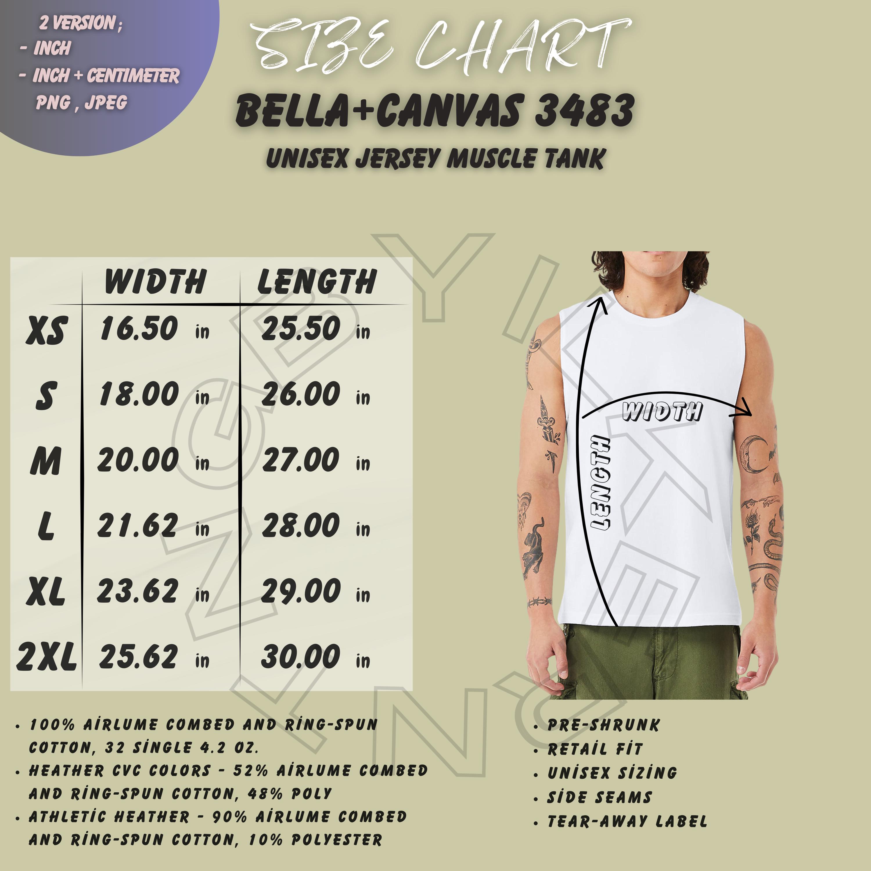 Tank Size Chart I Bella+canvas 3483 Size Chart | Size Chart