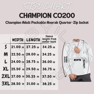 Jacke Größentabelle I Champion CO200 Größentabelle I Champion Erwachsene Packbarer Anorak Quarter-Zip Jacke Größetabelle I Champion CO200 Größentabelle I Champion CO200 Größentabelle