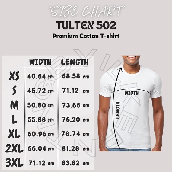 T-shirt Size Chart I Tultex 502 Size Chart | Size Chart | Premium