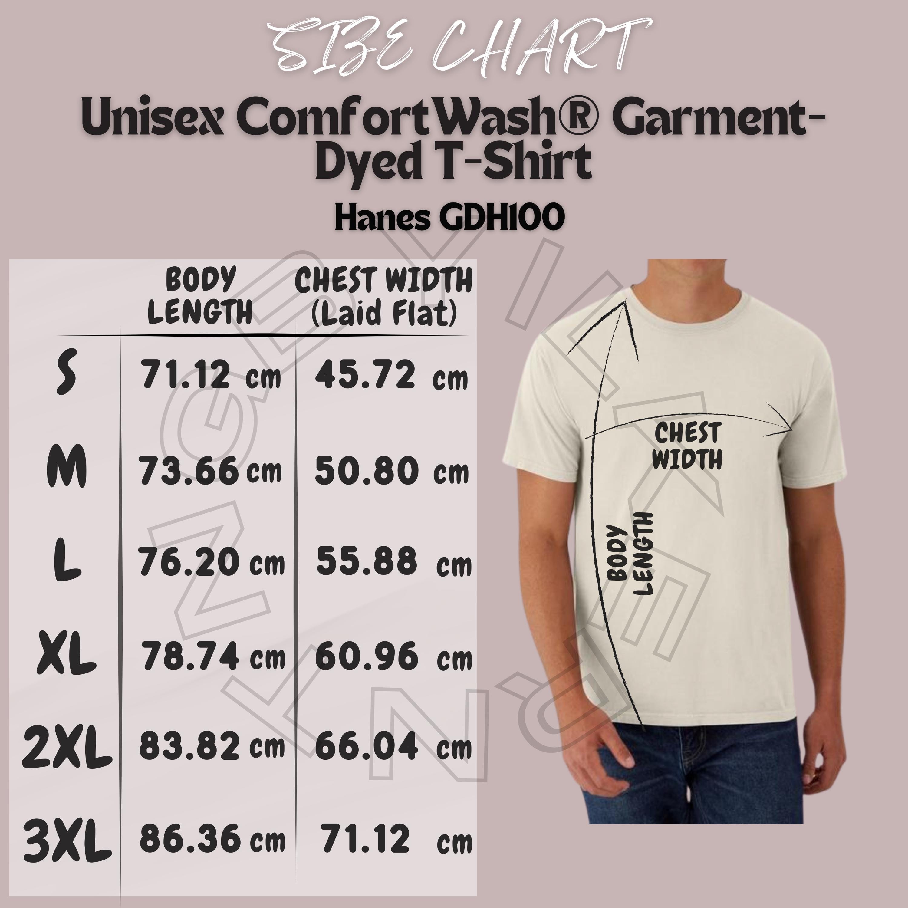 T-shirt Size Chart I Hanes GDH100 Size Chart | Size Chart | Unisex