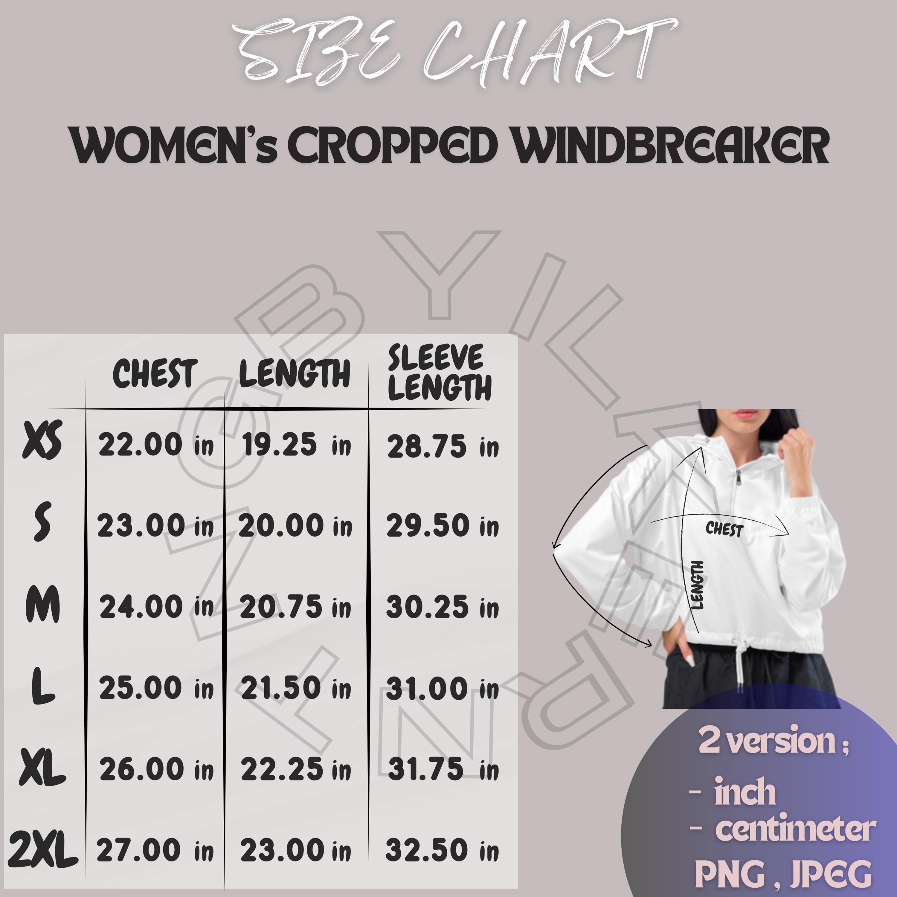 Windbreaker Size Chart | Size Chart for All-over Print Women's