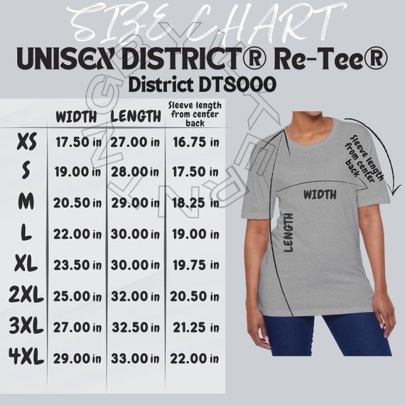CR Selly Tシャツ Lサイズ District DT8000 Size Chart | Size Chart for Unisex District Re-tee