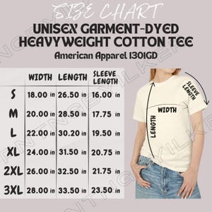 T-Shirt Size Chart I American Apparel 1301GD Size Chart | Size Chart | Tee Size Chart | Unisex Garment-Dyed Heavyweight Cotton Tee Chart I