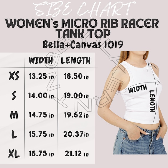 Women's Tank Top Size Chart Tank Size Chart I Bella Canvas
