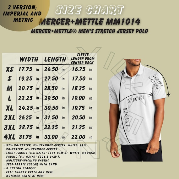 T-shirt Size Chart I Men's Stretch Jersey Polo Shirt Size Chart