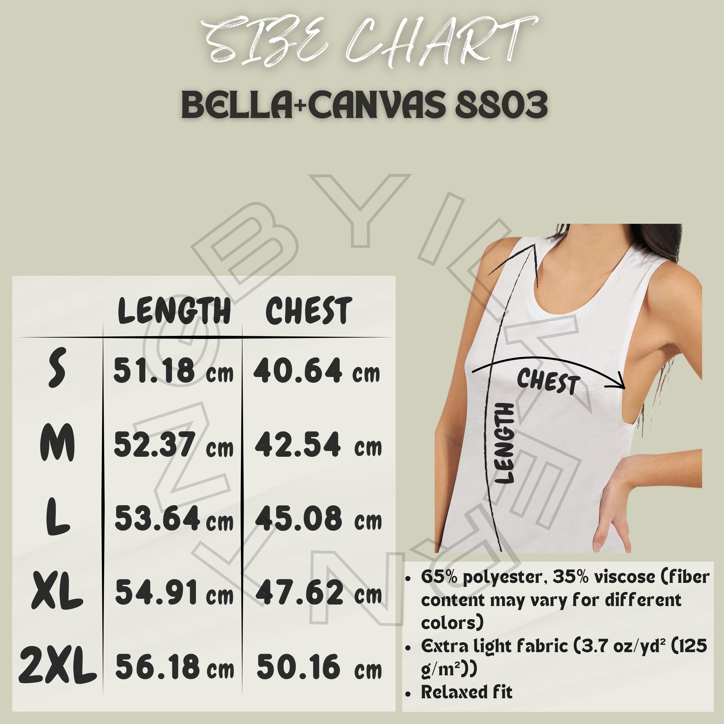 Tank Size Chart I Bella Canvas 8803 Size Chart | Size Chart | Tee