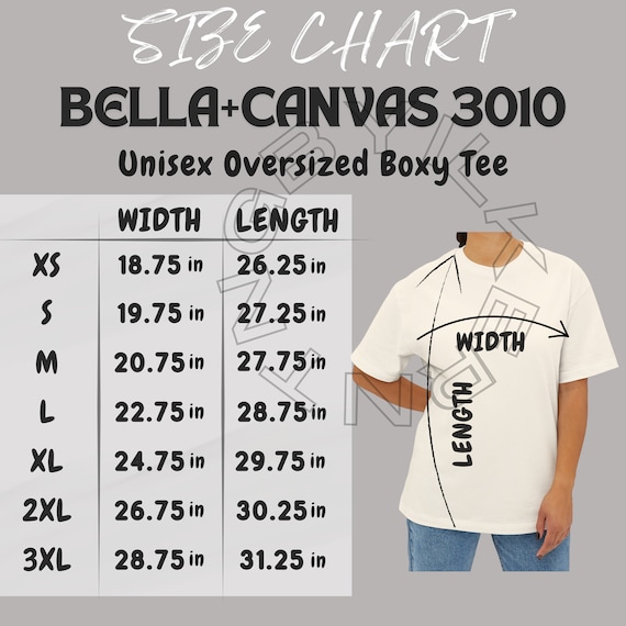 T-shirt Size Chart I Bella Canvas 3010 Size Chart | Size Chart