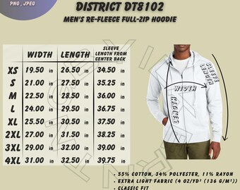 Hoodie Size Chart I District DT8102 Size Chart | Size Chart